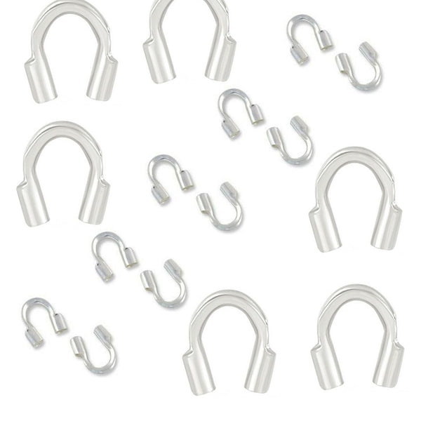50pcs Tarnish Resistant Wire Guard Thread Protector, Sterling Silver Plated Brass, Hole ID Selections: 0.5mm/1.6mm
