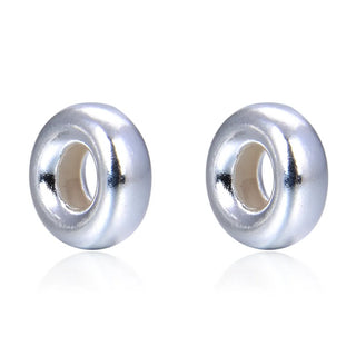 10pcs 925 Sterling Silver Puffy Rondelle Spacer Beads, Size Selections: 4mm/5mm/6mm/8mm