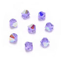 100pcs Preciosa Faceted Bicone Crystal Beads, Violet AB, Size Selections: 3mm/4mm/6mm