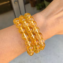 1 Strand Stretch Natural Yellow Citrine Beaded Gemstone Bracelet, 10mm Bead, Length Selections: 7 inch/7.5 inch/8 inch/8.5 inch