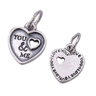 Real 925 Sterling Silver You Me Love Heart Bead Charm Pendant