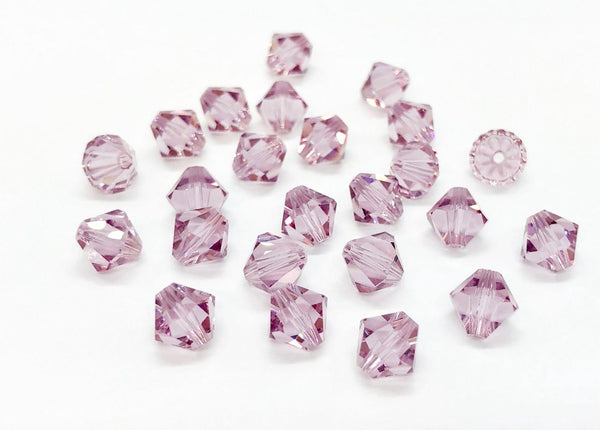 50pcs Preciosa Faceted Bicone Crystal Beads, Light Purple Amethyst, 6mm, Hole ID 1mm, Pre-B641
