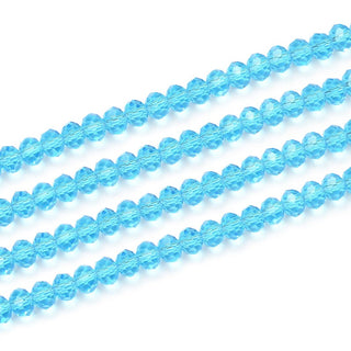 500pcs Creative Club Faceted Rondelle Crystal Glass Beads, Aquamarine Blue, 4x3mm Small Tiny, Hole ID 1mm, CCR410