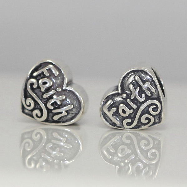 1pc 1pc Real 925 Sterling Silver Faith Religious Love Heart Bead Charm, Compatible with Pandora All Other Charm Bracelet, EC7-B4