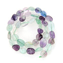 Natural Multi Color Fluorite Gemstone Oval Tumbled Pebble Beads, Irregular, 8mm to 12mm, Hole ID 1mm, 15 Inch/1 Strand, GZ12-76
