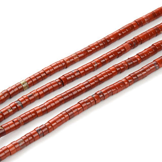 Natural Red Jasper Gemstone Heishi Tube Rondelle Beads, 4x2mm/Small, Hole ID 0.9mm, 14.5 Inch/1 Strand, GH-C1