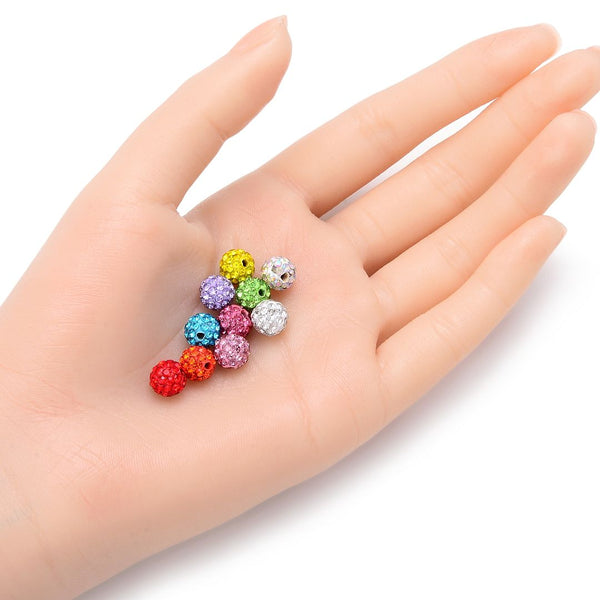 25pcs Adabele Grade A Suncatcher Crystal Rhinestone Pave Polymer Clay Beads, Aquamarine Blue, Size Selections: 8mm/10mm/12mm