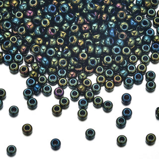 50g Miyuki Rocaille 8/0 Seed Beads Opaque Metallic Iris Forest Green RR-453