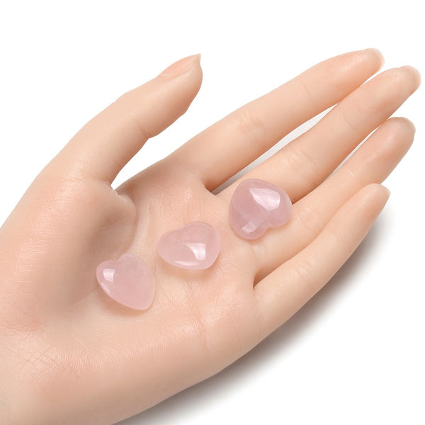 4pcs Natural Pink Rose Quartz Heart-shaped Gemstone, 20mm Heart Loose Cut Stones, G3P-H3