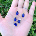 10pcs Grade A September Sapphire Blue Teardrop Birthstone Charm Drop, 18K Yellow Gold Plated Brass, Size Selections: 11x7mm, 14x8mm, 16x9mm