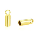 50pcs Tarnish Resistant Glue In Cord End Caps, 18K Yellow Gold Plated Brass, Hole ID Selections: 1mm/1.5mm/2mm/2.5mm/3mm