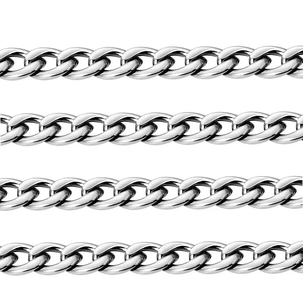 33ft 304 Stainless Steel Diamond Cut Curb Cuban Chain – (3.5mm/5mm)