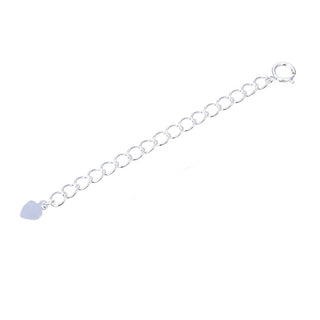 2pcs 925 Sterling Silver Chain Extender with Clasp, Heart Drop Cable Chain Extension, Length Selections: 2 inch/3 inch/4 inch/5 inch/6 inch