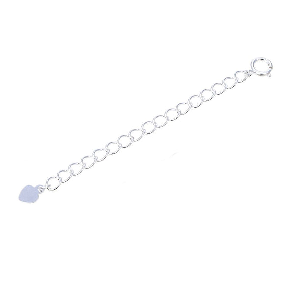 2pcs 925 Sterling Silver Chain Extender with Clasp, Heart Drop Cable Chain Extension, Length Selections: 2 inch/3 inch/4 inch/5 inch/6 inch