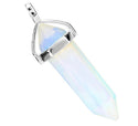 1pc Lab Created White Opal Gemstone Pendant Necklace, 18 Inch Surgical Stainless Steel Chain, GGP-C7