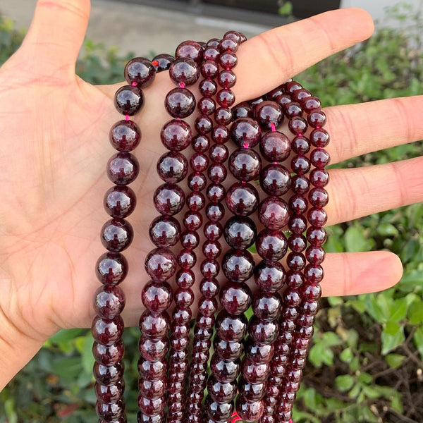 Natural Garnet Dark Red Gemstone Round Beads, 15 Inch/1 Strand, Size Selections: 4mm/6mm/8mm/10mm