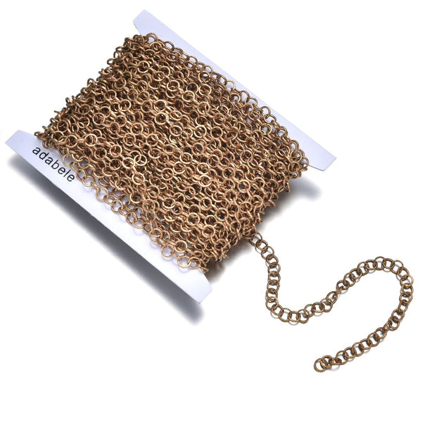 33 Feet Textured Round Link Chain, Raw Copper Uncoated/Unplated, 5mm, CK10-G1