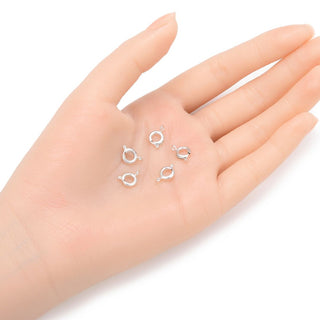 50pcs Trigger Springring Clasps, Sterling Silver Plated Brass, Size Selections: 6mm/7mm