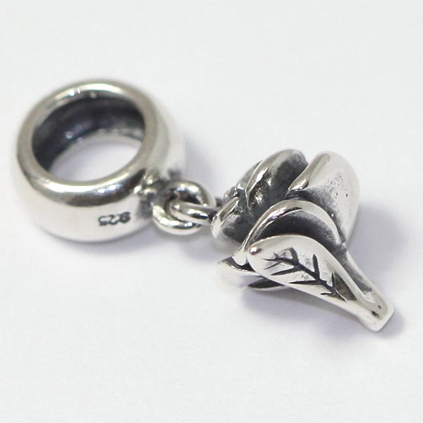 1pc Solid 925 Sterling Silver Single Love Rose Flower Bead Charm, Compatible with Pandora All Other Charm Bracelet, EC640