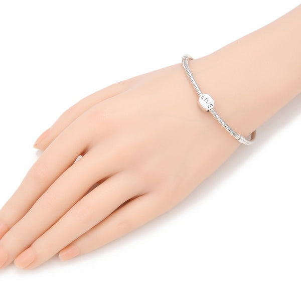 20pcs Live Love Large Hole Beads, Hole ID 4.5mm, Antique Silver, Zinc Alloy Metal, MEC-C13