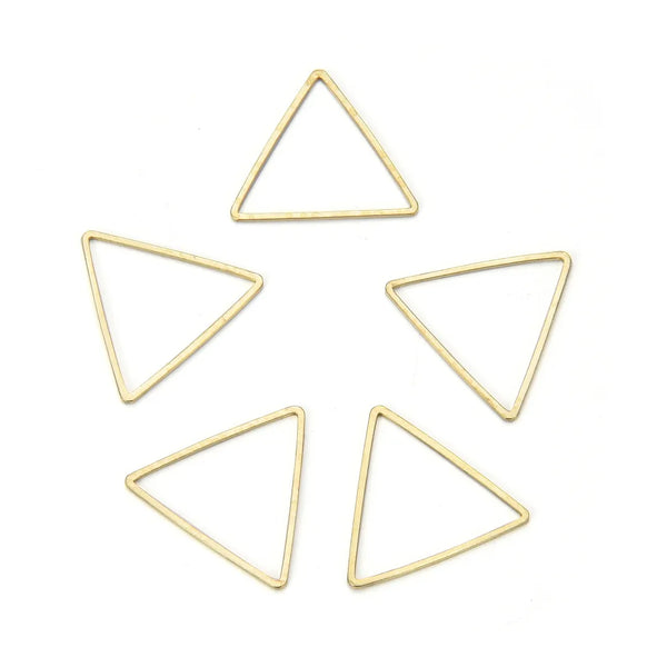 50pcs Raw Brass Triangle Beading Hoops, Open Back Bezel Frame, Unplated/Uncoated, 0.8mm/20 Gauge, Size Selections: 12mm/17mm/20mm