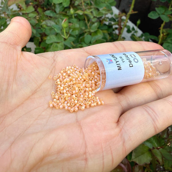 7.5g Miyuki Delica 11/0 Seed Beads, Matte Rainbow Light Topaz DB852