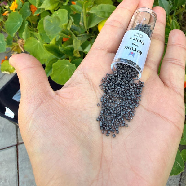 7.5g Miyuki Delica 11/0 Seed Beads, Duracoat Opaque Charcoal Grey DB2368