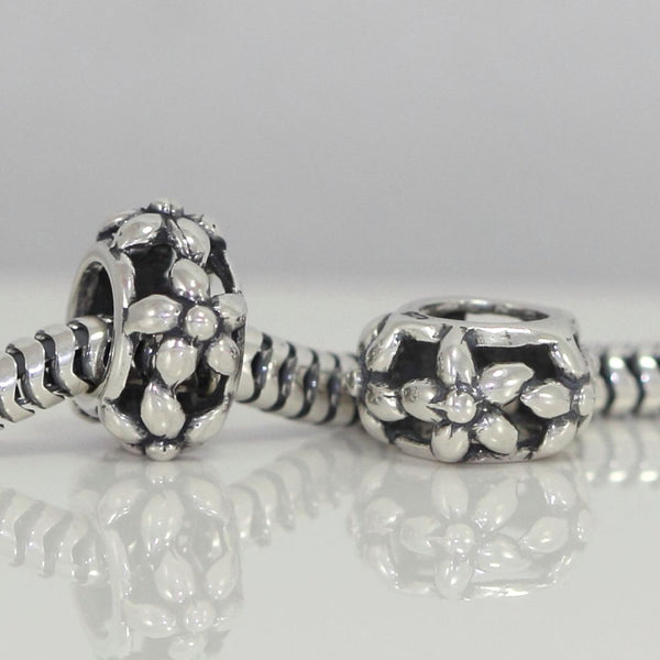 1pc Solid 925 Sterling Silver Cute Flower Bead, Compatible with Pandora All Other Charm Bracelet, EC543