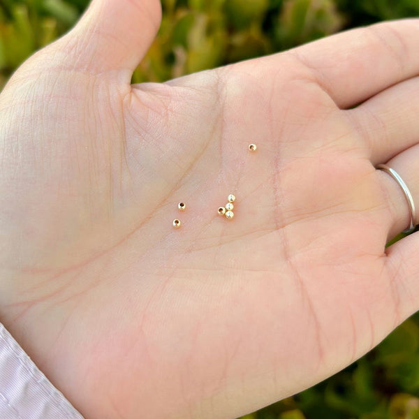 100pcs Real 1/20 14K Gold Filled Seamless Tiny Small Round Beads, 2mm, Hole ID 0.9mm, JK2-A2