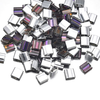 10g Miyuki Full Tila Square Seed Beads 5x5mm, Heliotrope Crystal Clear TL-4554