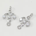 4pcs 925 Sterling Silver Fancy Earring Jewelry Connectors, Cubic Zirconia CZ, Tarnish Resistant Rhodium Plated,15x8.5mm, SS31-CC