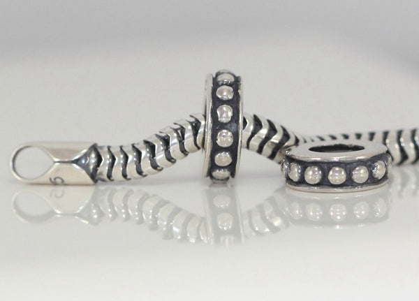 1pc 925 Sterling Silver Rubber Charm Holder Bead Stopper, Compatible with Pandora All Other 3mm Charm Bracelet, EC27-C3