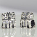 1pc Real Solid Sterling Silver Love Cats Charm Bead, Compatible with Pandora All Other Charm Bracelets, EC395