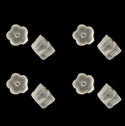 100pcs Clear Rubber Flower Petal Earring Backs, Earnut Replacement, Plastic, CF202