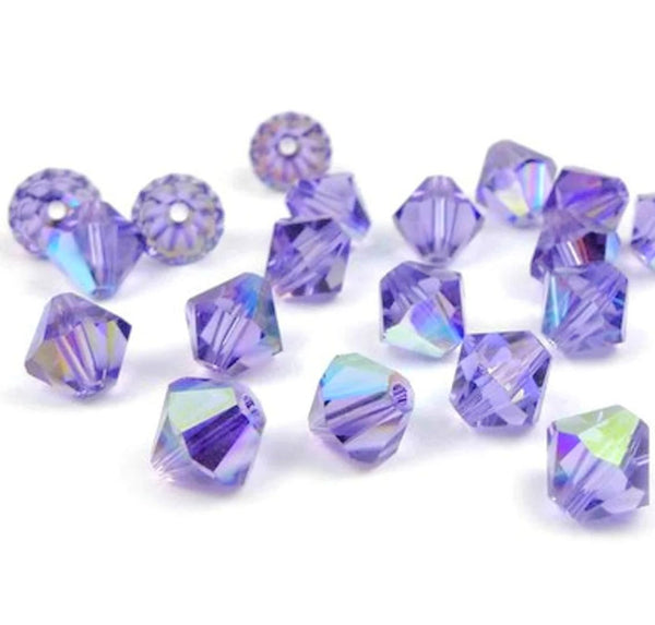 50pcs Adabele Austrian Faceted Bicone Crystal Beads with AB Coating, 6mm, Hole ID 1mm, | U Pick Color
