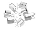 50pcs Tarnish Resistant Fold Over Cord End Crimps, Sterling Silver Plated Brass, Size Selections: 7.3mm/9.3mm