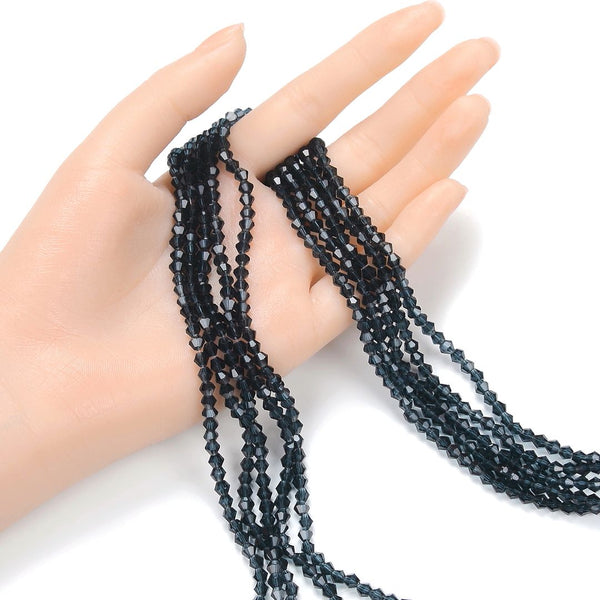 500pcs Creative Club Faceted Bicone Crystal Loose Glass Beads Spacer Bulk Dark Sapphire Blue 4mm (0.16 Inch) Small, 4mm (0.16 Inch) Small Tiny, Hole ID 0.9mm, CCB420