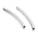 100pcs Curved Noodle Tube Beads, Sterling Silver Plated Brass, Hole ID 1.5mm, Size Selections: 25mm/30mm/35mm/40mm/50mm