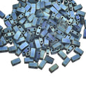 10g Miyuki Half Tila Seed Beads 5x2.3mm, Matte Metallic Iris Blue (HTL-2064)