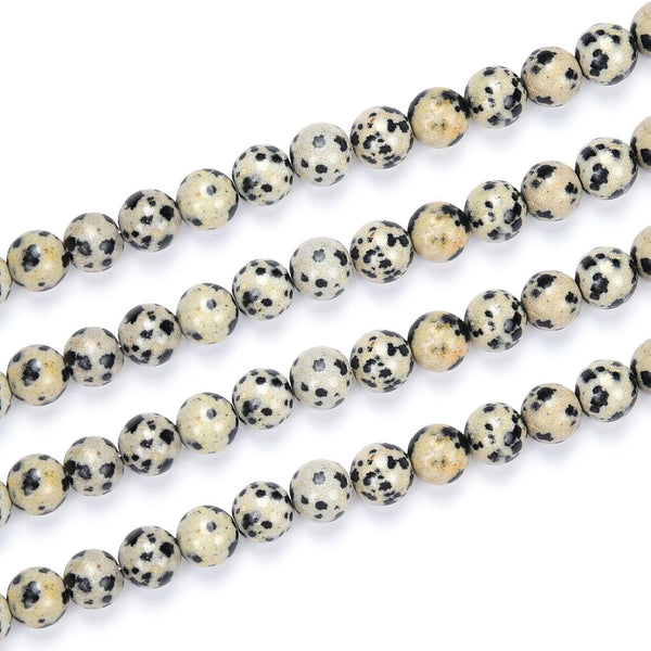 Natural Dalmatian Jasper Gemstone Round Beads, 1 Strand/15 Inch, Size Selections: 4mm/6mm/8mm/10mm