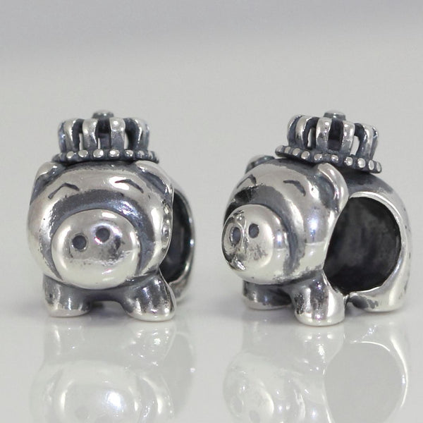 1pc Real Solid Sterling Silver Pig Charm Lucky Chinese Zodiac Bead, Compatible with Pandora All Other Charm Bracelets, EC265