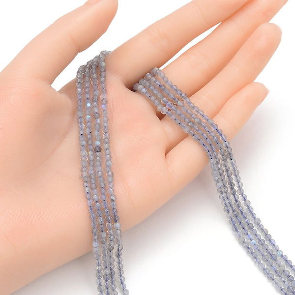 Natural Flashy Labradorite Gemstone Tiny Small Faceted Round Beads, 3mm, Hole ID 0.6mm, 15 Inch/1 Strand, GK3-5