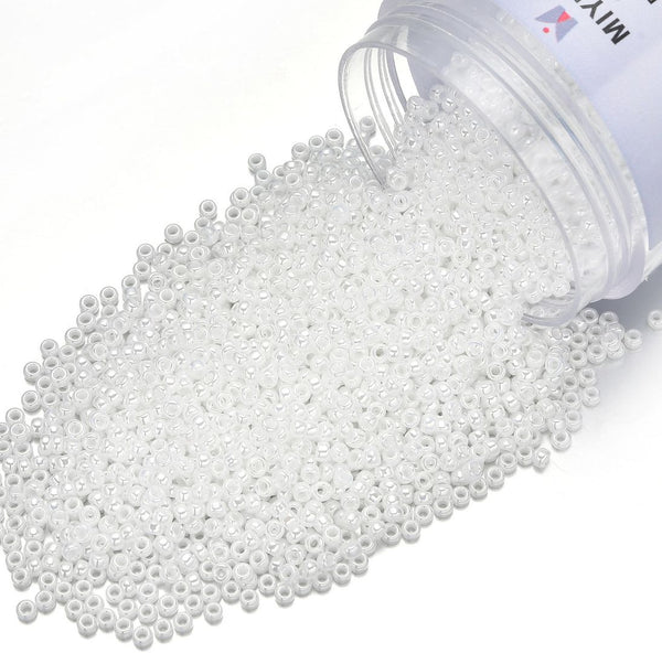 25g Miyuki Rocaille 11/0 Round Seed Beads Opaque ceylon White Pearl RR-420