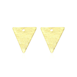 10pcs 14mm Triangle Drop Pendants, Tarnish Resistant, 18K Yellow Gold Plated Brushed Brass, BF-A5