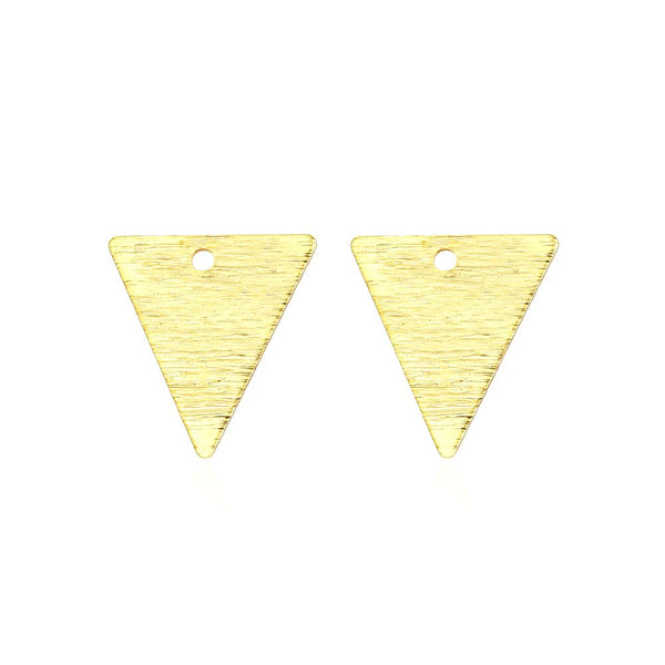 10pcs 14mm Triangle Drop Pendants, Tarnish Resistant, 18K Yellow Gold Plated Brushed Brass, BF-A5