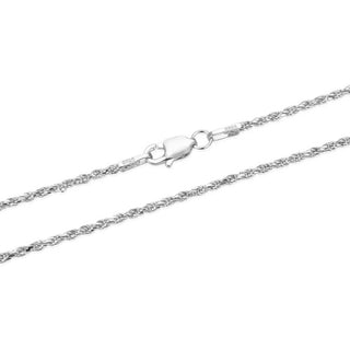 1pc 925 Sterling Silver Diamond-Cut Braided Rope Link Chain Necklace, Tarnish Resistant Rhodium Plated, 1.1mm, Thin Strong, Length Selections: 18/20/22/24/26 inch
