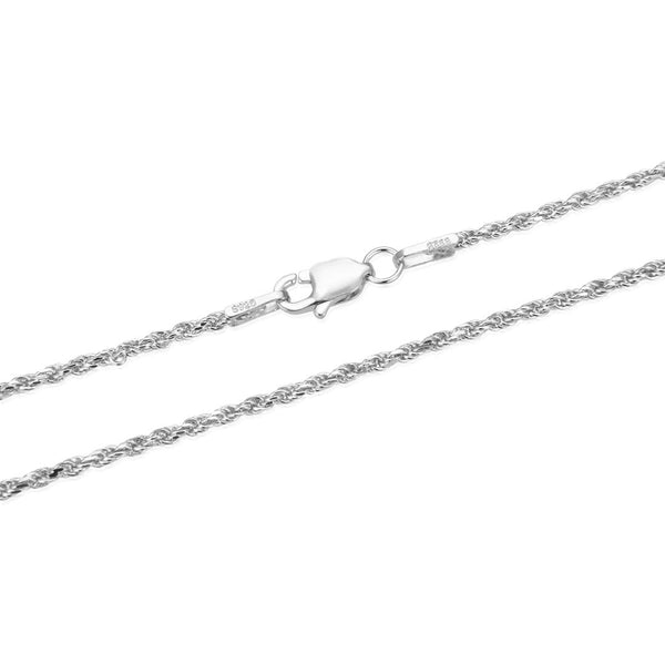 1pc 925 Sterling Silver Diamond-Cut Braided Rope Link Chain Necklace, Tarnish Resistant Rhodium Plated, 1.1mm, Thin Strong, Length Selections: 18/20/22/24/26 inch