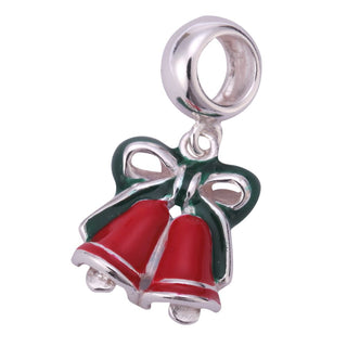 Solid 925 Sterling Silver Bell Happy Holiday Bead, Compatible with Pandora All Other Charm Bracelet