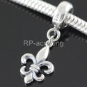 1pc Real 925 Sterling Silver Fleur De Lis Iris Lily Flower Charm Pendant, Compatible with Pandora All Other Charm Bracelet, EC7-D2