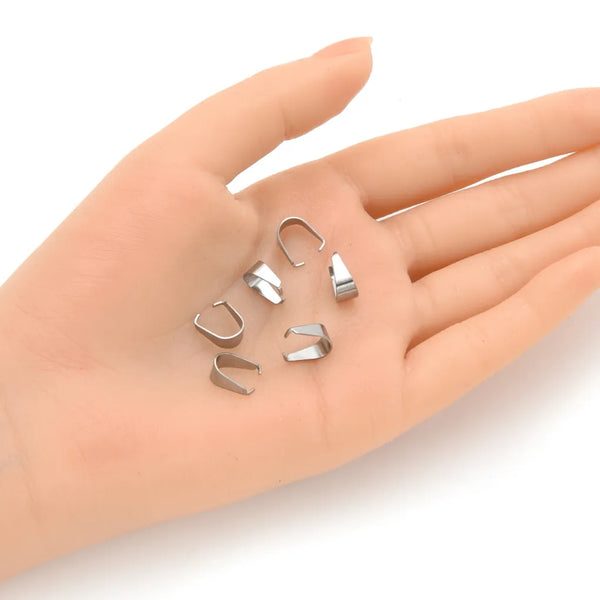 300pcs 304 Stainless Steel 10.3mm Pinch Bail Pendant Clasp